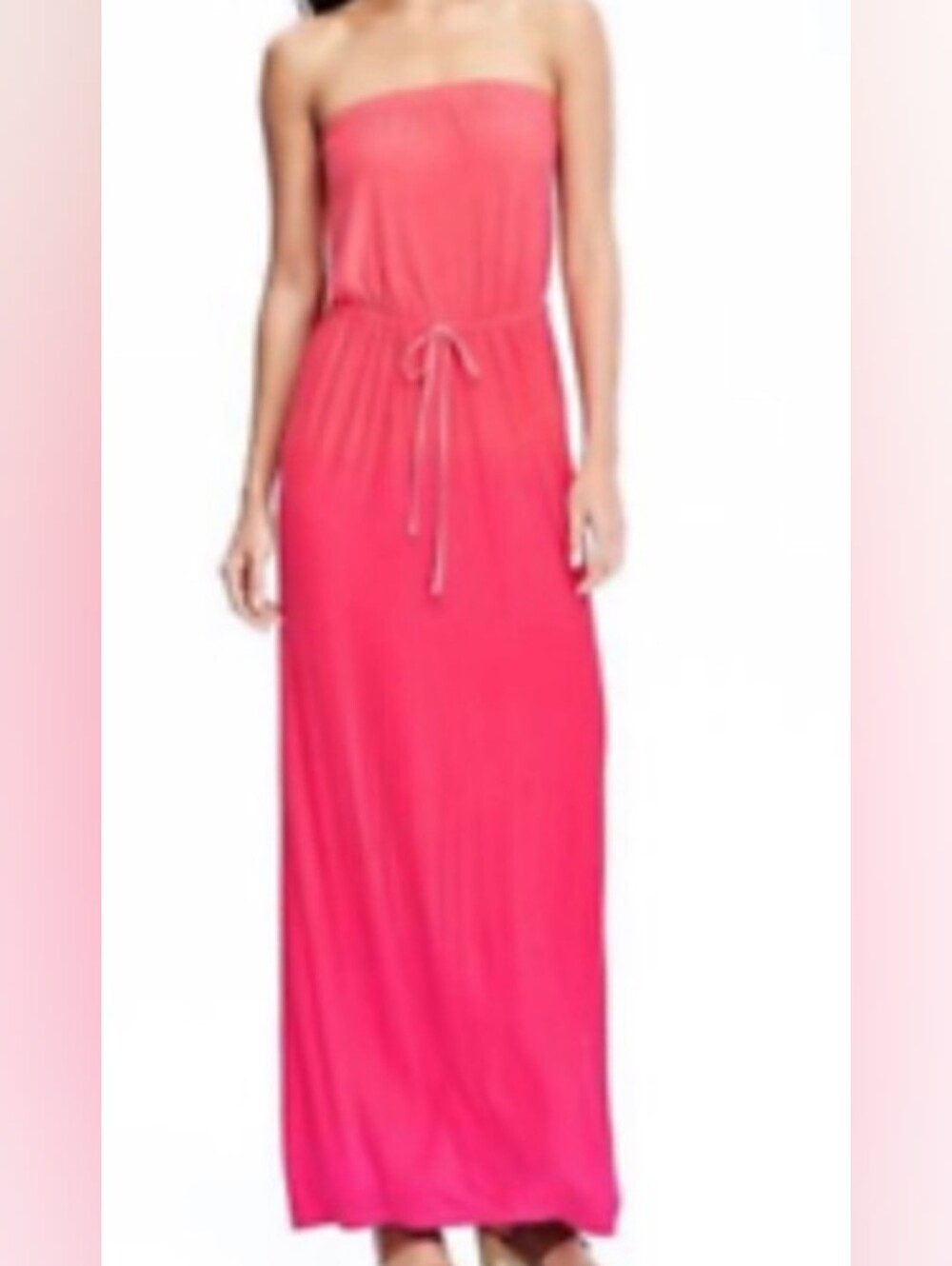 Old Navy Pink Coral Ombré Dip Dye Warm Knit Maxi Tube Dress Small Strapless